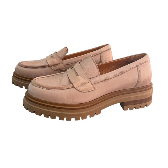 Miz Mooz Legend Chunky Leather Loafer Beige Antique Burnish Women’s 7.5-8